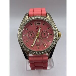Charming‎ Charlie Women's Pink Silicon Band  Rhinestones Watch- New Battery